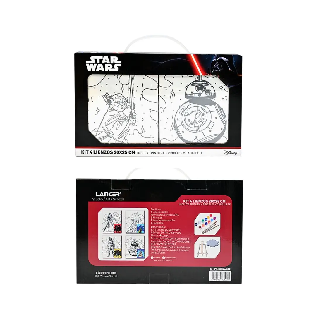 KIT LANCER 4 SET DE ARTE STAR WARS 20X25CM INCLUYE PINTURA + PINCELES Y CABALLETE