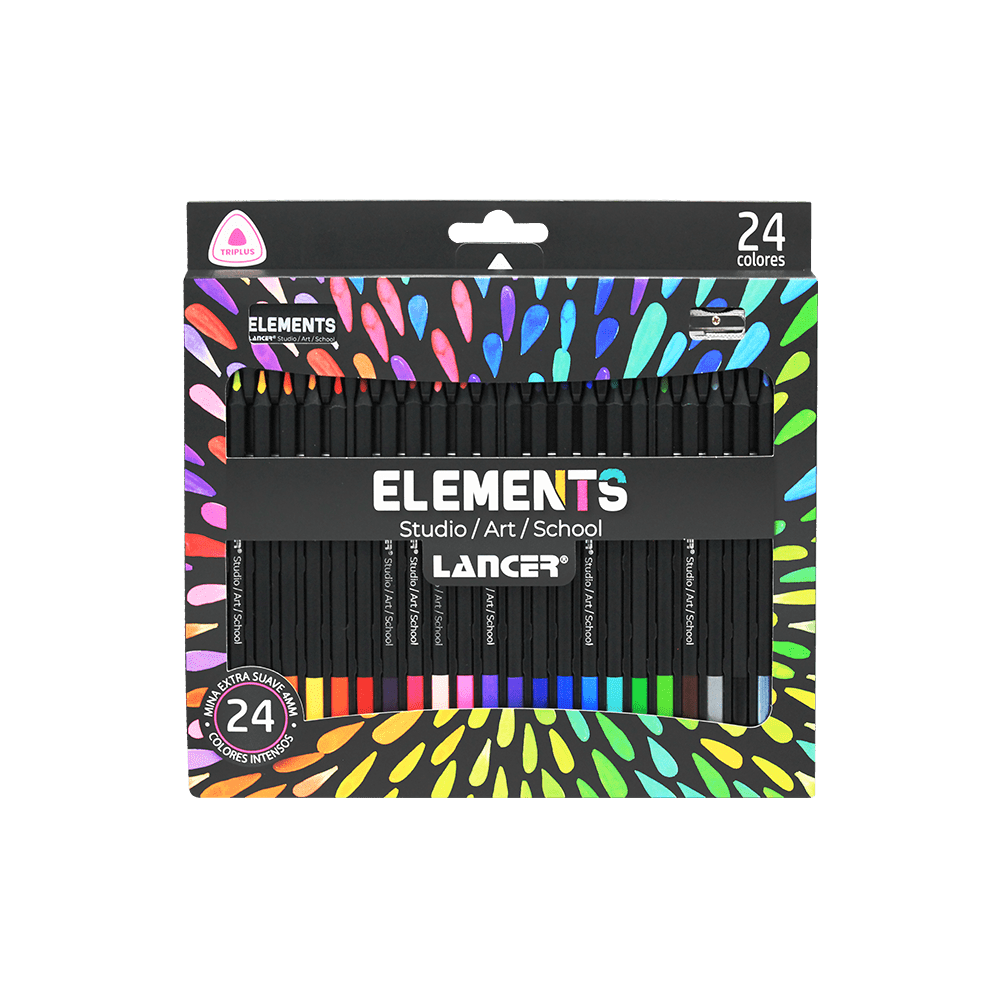LÁPICES DE COLORES ELEMENTS 24 COLORES TRIANGULAR MINA 4.0 MM