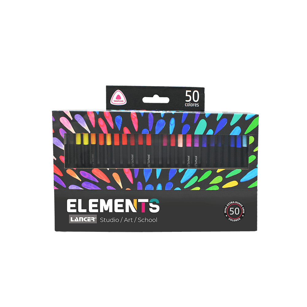 LÁPICES DE COLORES ELEMENTS 50 COLORES TRIANGULAR MINA 4.0 MM